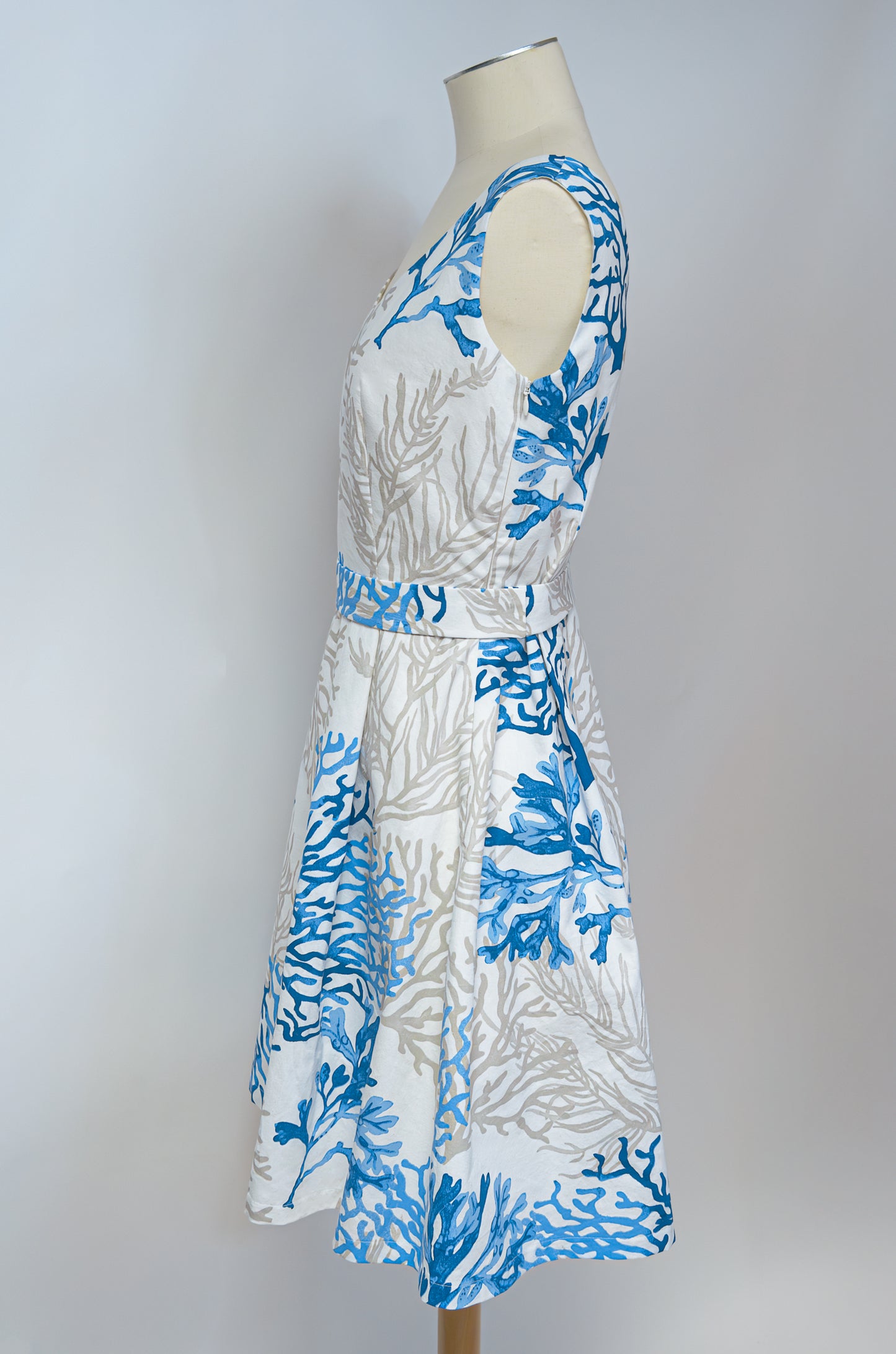 Robe corail bleue en coton : Ondine