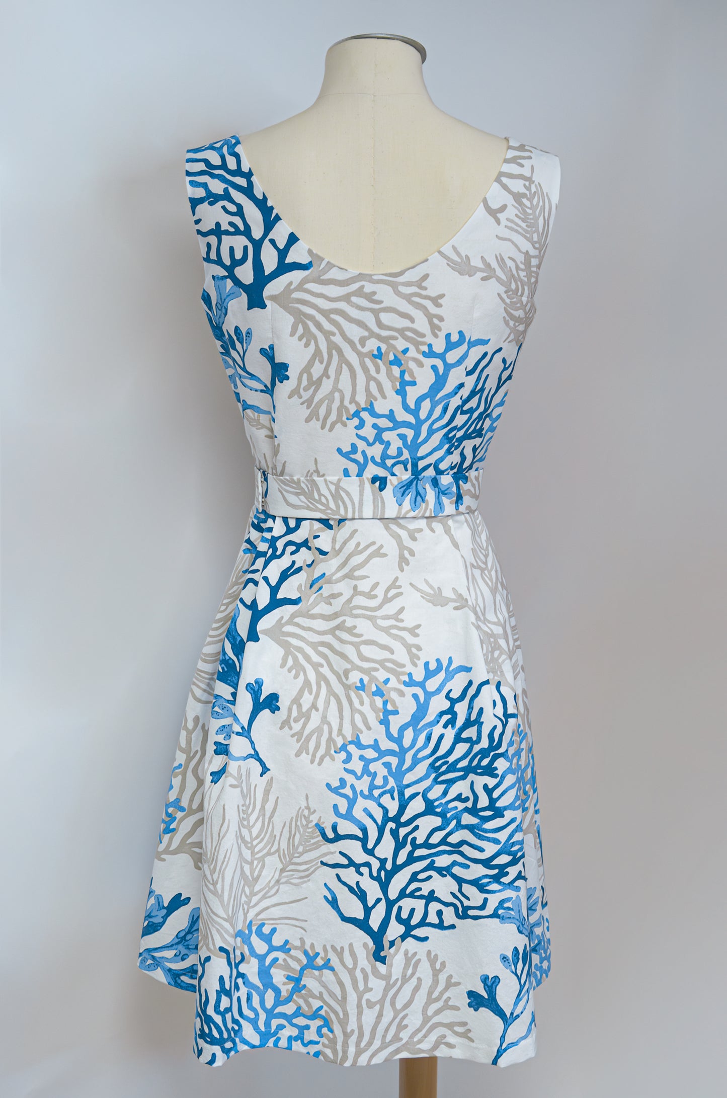 Robe corail bleue en coton : Ondine