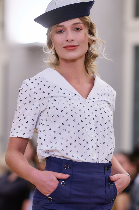 Chemisier col marin en coton : Morgan