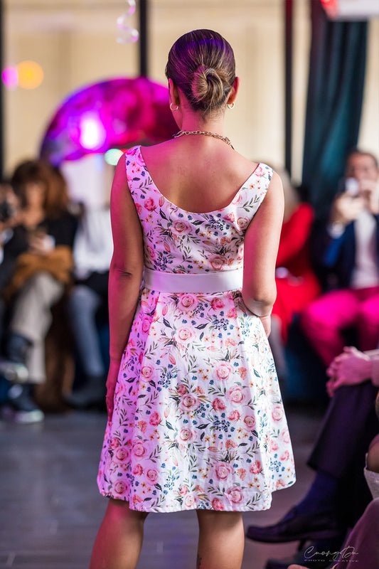 Robe évasée en coton imprimé Audrey, vue de dos