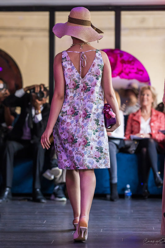 Robe trapèze en coton imprimé Prune, vue de dos