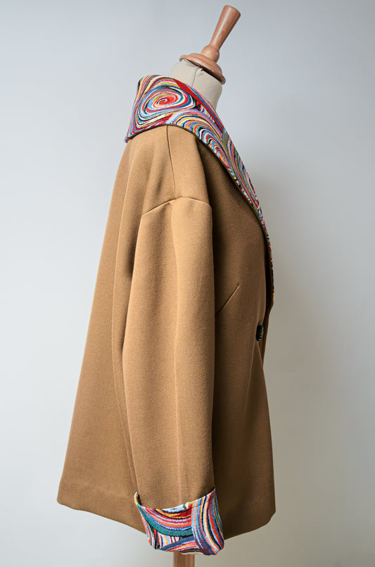 Veste longue en laine à col imprimé : Cassiopea