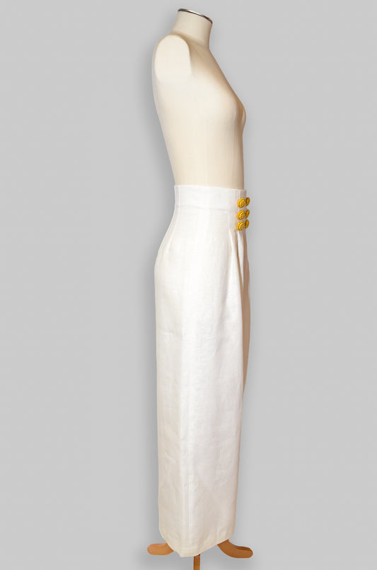 Pantalon large en lin : Cyan