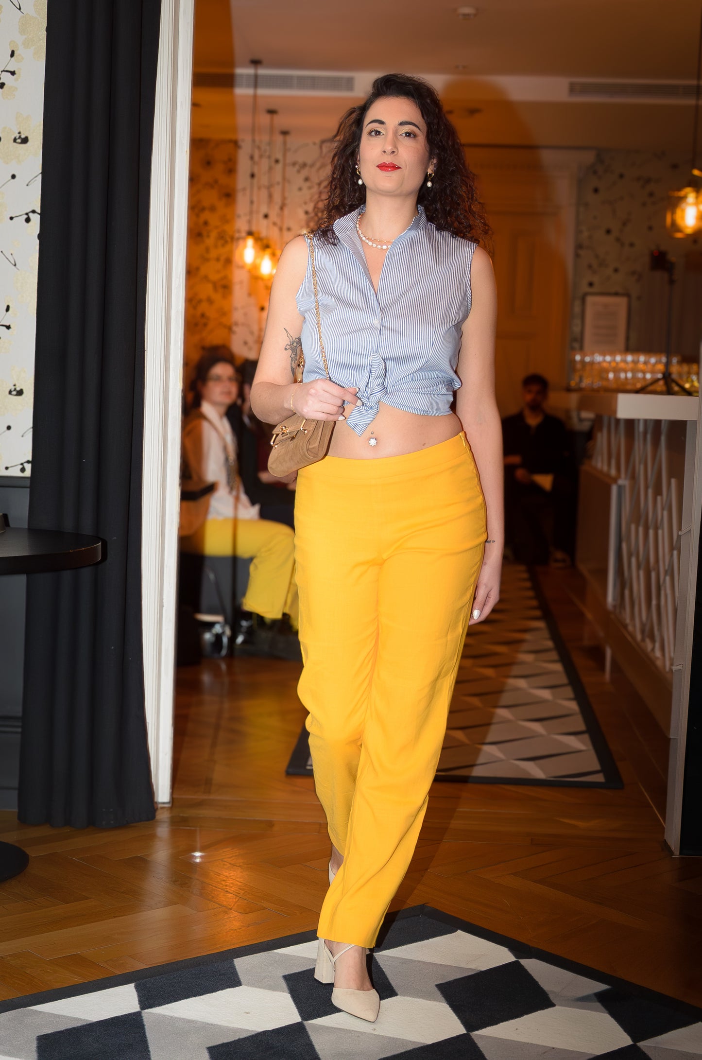 Pantalon en lin et viscose : Céleste