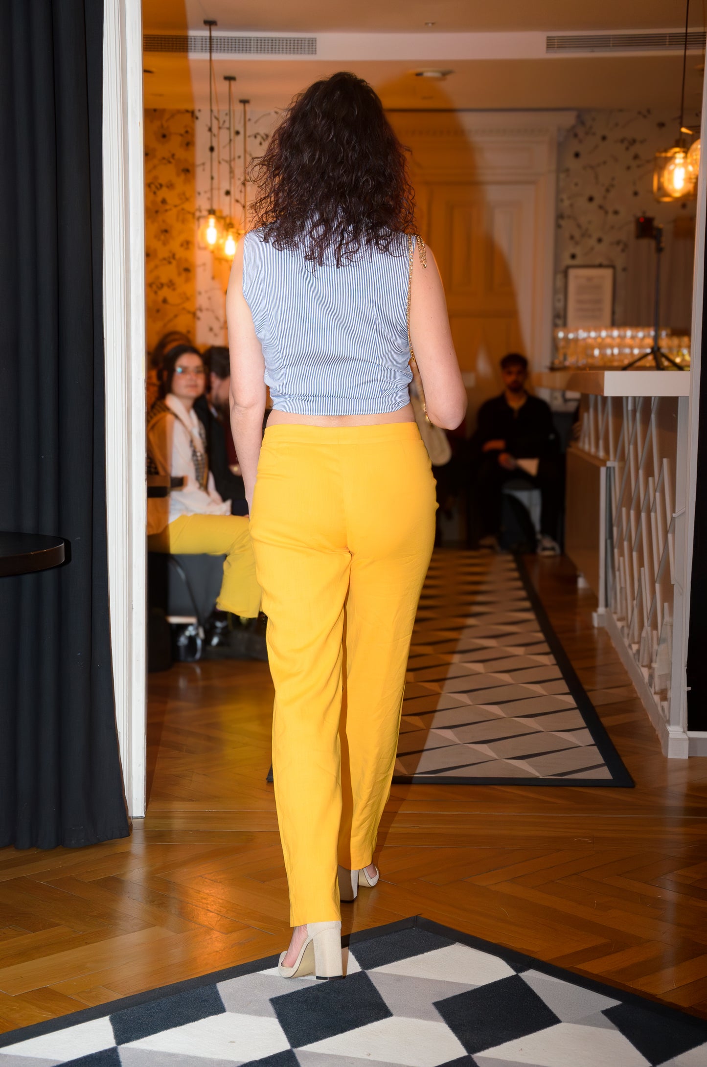 Pantalon en lin et viscose : Céleste