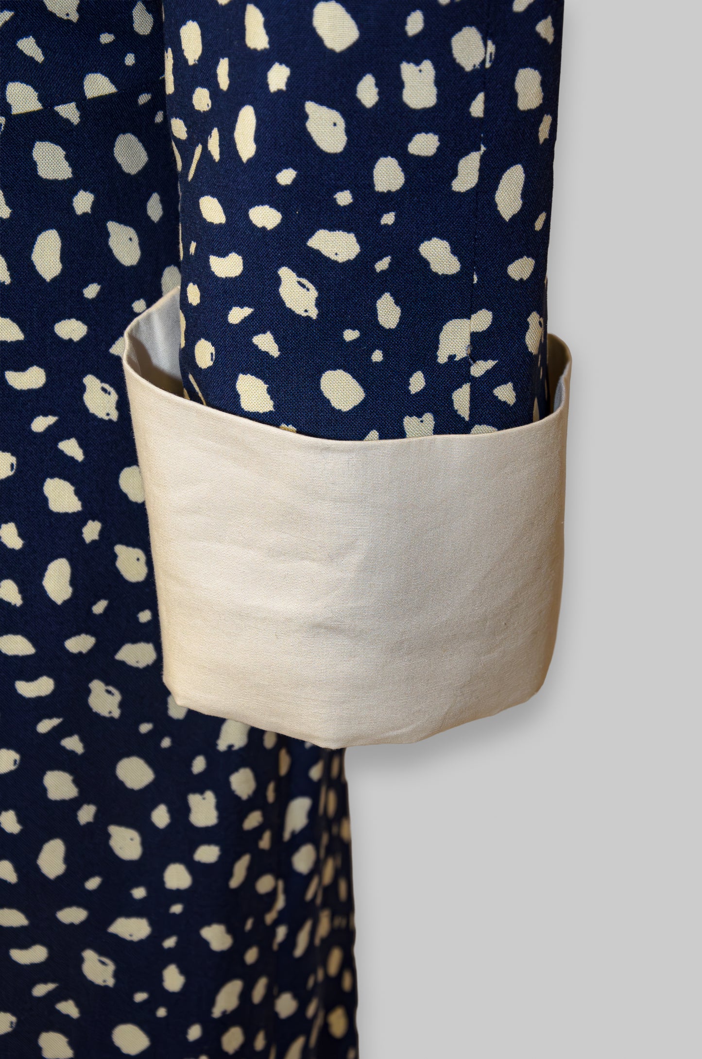 Robe bleue marine et beige en coton : Estelle