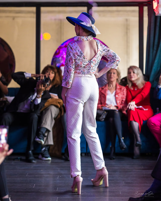 Pantalon droit en coton jacquard Stephan
