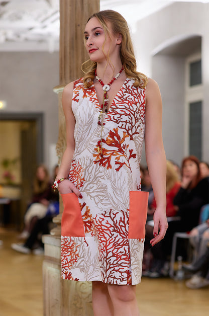 Robe corail rouge en coton : Naia
