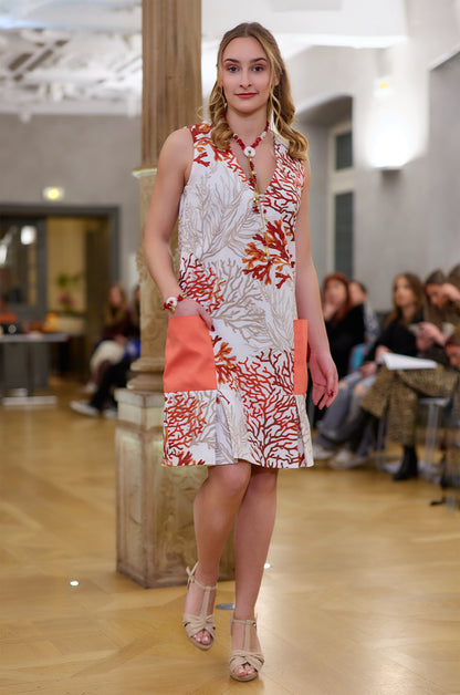 Robe corail rouge en coton : Naia