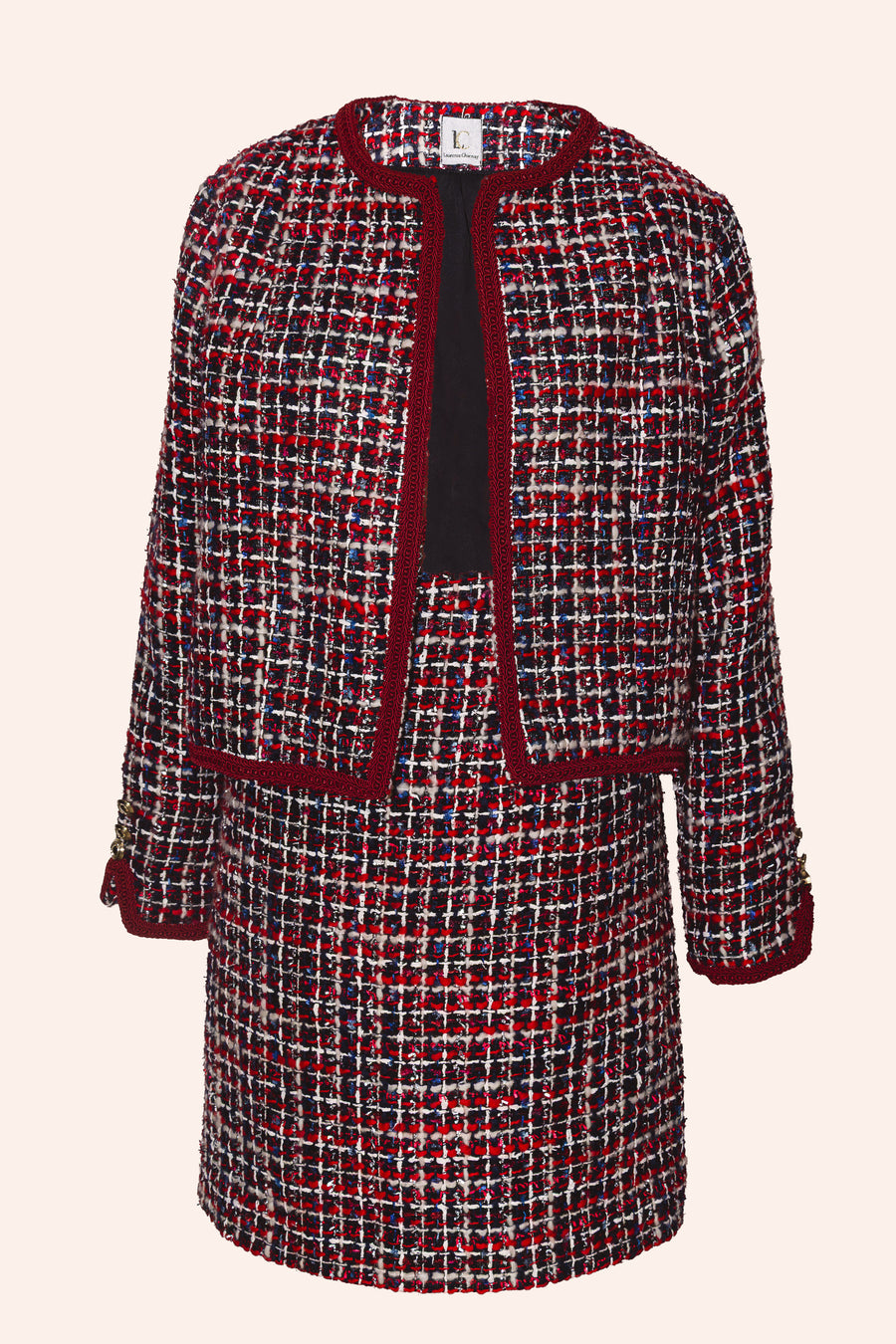 Tailleur en tweed rouge Wara