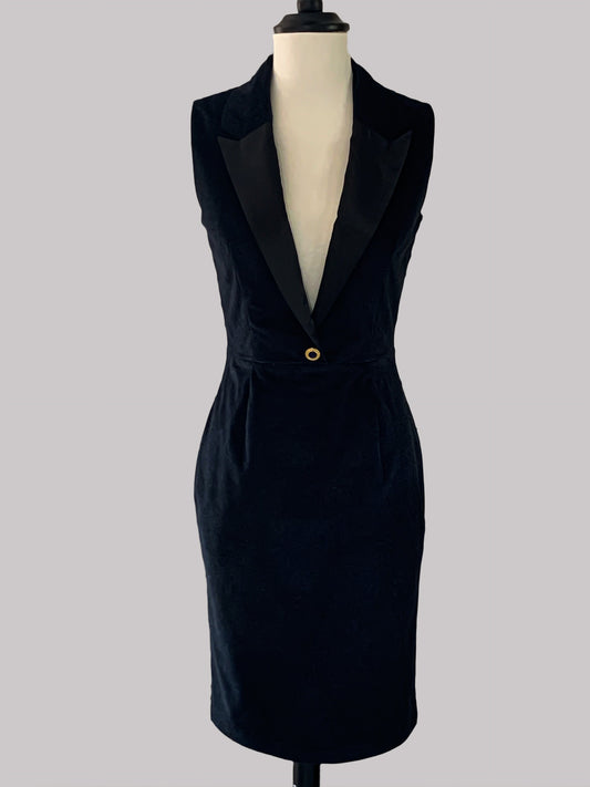 Robe smoking courte en velours de coton